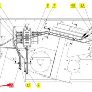 Oryginalny przewód hydrauliczny o numerze katalogowym 101081833, stosowany w kombajnach zbożowych marki Rostselmash schemat.