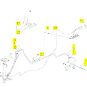 Oryginalny wąż wysokociśnieniowy o numerze katalogowym 101082221, stosowany w kombajnach zbożowych marki Rostselmash schemat.