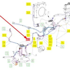 Oryginalny przewód hydrauliczny o numerze katalogowym 101082268, stosowany w kombajnach zbożowych marki Rostselmash schemat.