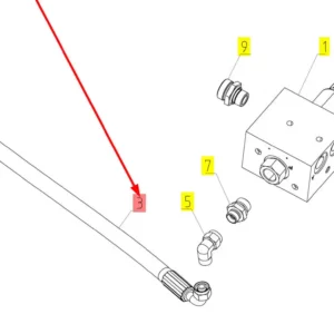 Oryginalny przewód hydrauliczny o numerze katalogowym 101082307, stosowany w kombajnach zbożowych marki Rostselmash schemat.