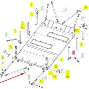 Oryginalne cięgno mocujące o numerze katalogowym 101082919, stosowane w kombajnach zbożowych marki Rostselmash schemat.