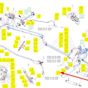 Oryginalne złącze kolankowe hydrauliczne o numerze katalogowym 101084175, stosowane w kombajnach zbożowych marki Rostselmash schemat.