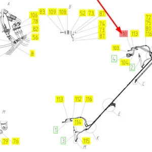 Oryginalny siłownik hydrauliczny hederu o numerze katalogowym 101084659, stosowany w hederach zbożowych marki Rostselmash schemat