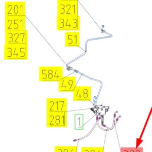Oryginalny wąż gumowy hydrauliczny o numerze kataloogwym 101093234, stosowany w kombajanch zbożowych marki Rostselmash- schemat.