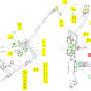 Oryginalny przewód hydrauliczny o numerze katalogowym 101093470, stosowany w kombajnach zbożowych marki Rostselmash schemat.