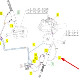 Oryginalny przewód hydrauliczny o numerze katalogowym 101100710, stosowany w kombajnach zbożowych marki Rostselmash schemat.