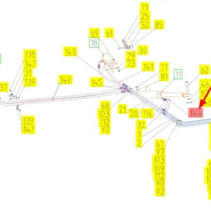 Oryginalny przewód hydrauliczny o numerze katalogowym 101100900, stosowany w kombajnach zbożowych marki Rostselmash schemat