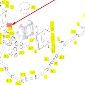Oryginalny wąż gumowy kolankowy o numerze katalogowym 101104002, stosowany w kombajnach zbożowych marki Rostselmash- schemat.