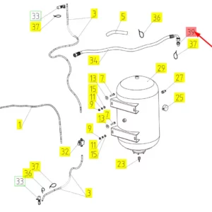 Oryginalna złączka prosta węża o numerze katalogowym 101107419, stosowana w kombajnach zbożowych marki Rostselmash schemat.