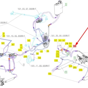 Oryginalny przewód hydrauliczny o numerze katalogowym 101108100, stosowany w kombajnach zbożowych marki Rostselmash schemat.