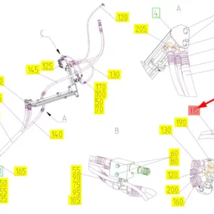 Oryginalny przewód hydrauliczny o numerze katalogowym 101108848, stosowany w kombajnach zbożowych marki Rostselmash schemat
