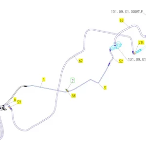 Oryginalny przewód hydrauliczny o numerze katalogowym 101112904, stosowany w kombajnach zbożowych marki Rostselmash schemat.