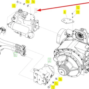 Oryginalna pompa hydrauliczna o numerze katalogowym 101114736, stosowana w kombajnach zbożowych marki Rostselmash schemat.