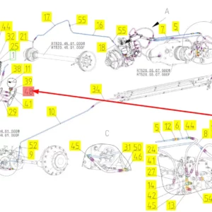 Oryginalna złączka hydrauliczna o numerze katalogowym 101119838, stosowana w kombajnach zbożowych marki Rostselmash schemat.