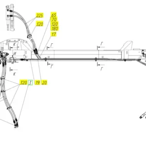 Oryginalny wąż wysokociśnieniowy o numerze katalogowym 101123097, stosowany w kombajnach zbożowych marki Rostselmash schemat.