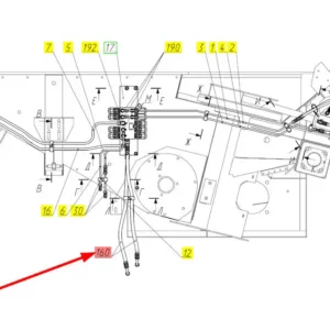 Oryginalny wąż wysokociśnieniowy o numerze katalogowym 101123099, stosowany w kombajnach zbożowych marki Rostselmash schemat.