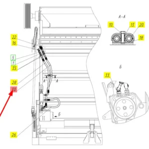 Oryginalny przewód hydrauliczny wysokociśnieniowy o numerze katalogowym 101123100, stosowany w kombajnach zbożowych marki Rostselmash schemat.