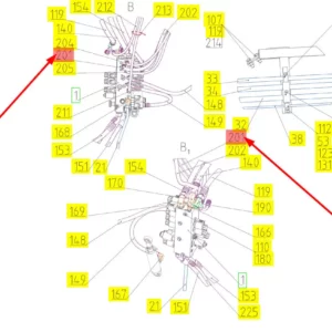 Oryginalny przewód hydrauliczny o numerze katalogowym 101123105, stosowany w kombajnach zbożowych marki Rostselmash schemat.