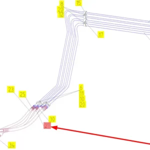 Oryginalny przewód hydrauliczny o numerze katalogowym 101123116, stosowany w kombajnach zbożowych marki Rostselmash schemat