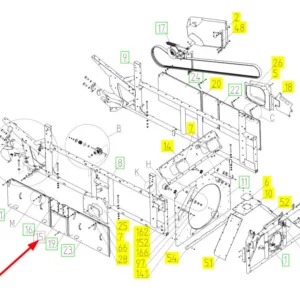 Oryginalna osłona młocarni o numerze katalogowym 101131670, stosowana w kombajnach zbożowych marki Rostselmash schemat.