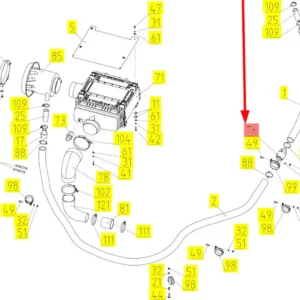 Oryginalny zawór prosty przelotu powietrza o numerze katalogowym 101133023, stosowany w kombajanch zbożowych marki Rostselmash- schemat.