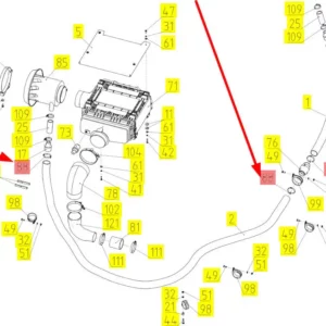 Oryginalna opaska zaciskowa o numerze katalogowym 101133025, stosowana w kombajnach zbożowych marki Rostselmash- schemat.