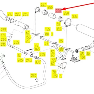 Oryginalny adapter rury wydechowej o numerze katalogowym 101134324, stosowany w kombajnach zbożowych marki Rostselmash schemat