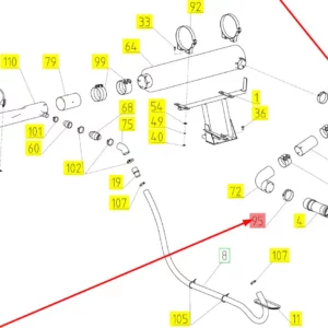 Oryginalna opaska zaciskowa o numerze katalogowym 101134328, stosowana w kombajnach zbożowych marki Rostselmash schemat.