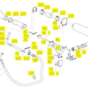 Oryginalny tłumik o numerze katalogowym 101134332, stosowany w kombajnach zbożowych marki Rostselmash schemat