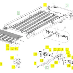 Oryginalne dodatkowe sito kompletne o numerze katalogowym 101134613, stosowane w kombajnach zbożowych marki Rostselmash schemat.