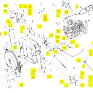 Oryginalna opaska zaciskowa o numerze katalogowym 101135825, stosowana w kombajnach zbożowych marki Rostselmash schemat