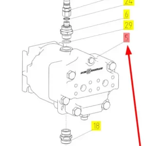 Oryginalny silnik hydrauliczny o numerze katalogowym 101136445, stosowany w kombajnach zbożowych marki Rostselmash. schemat