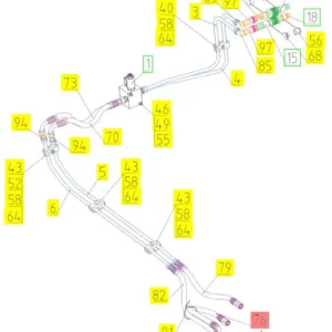 Oryginalny wąż gumowy hydrauliczny o numerze katalogowym 101136798, stosowany w kombajnach zbożowych marki Rostselmash- schemat.