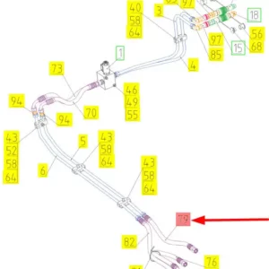 Oryginalny wąż gumowy hydrauliczny o numerze katalogowym 101136800, stosowany w kombajnach zbożowych marki Rostselmash- schemat.
