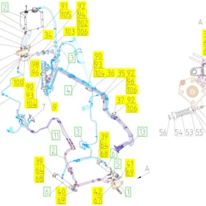 Oryginalny wąż gumowy hydrauliczny o numerze katalogowym 101137563, stosowany w kombajnach zbożowych marki Rostselmash- schemat.