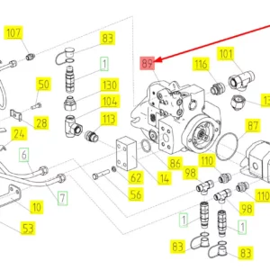 Oryginalna śruba hydrauliczna o numerze katalogowym 101138386, stosowana w kombajnach zbożowych marki Rostselmash schemat.