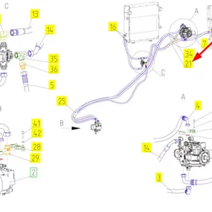 Oryginalny wąż ochronny przewodu hydraulicznego o numerze katalogowym 101141665, stosowany w kombajnach zbożowych marki Rostselmash schemat.