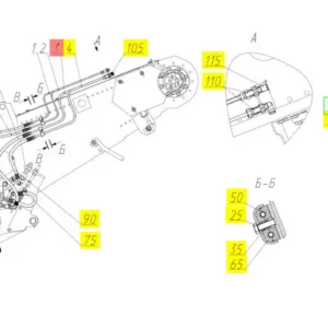 Oryginalny przewód hydrauliczny o numerze katalogowym 101142651, stosowany w kombajnach zbożowych marki Rostselmash schemat.