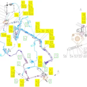 Oryginalny adapter o numerze katalogowym 101142784, stosowany w kombajanch zbożowych marki Rostselmash- schemat.