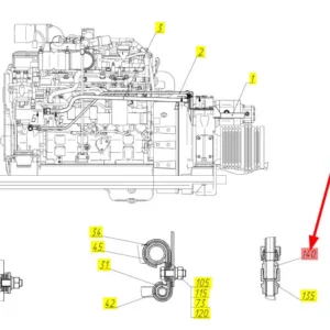 Oryginalne złącze pneumatyczne o numerze katalogowym 101163080, stosowane w kombajnach zbożowych marki Rostselmash schemat.