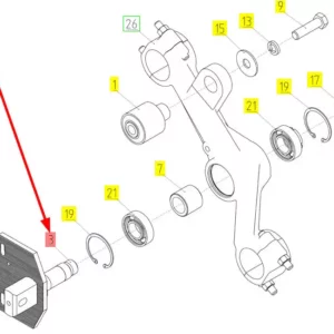Oryginalny sworzeń wahacza sit o numerze katalogowym 101168860, stosowany w kombajnach zbożowych marki Rostselmash schemat.