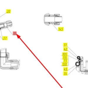 Oryginalny adapter o numerze katalogowym 101170494, stosowany w kombajnach zbożowych marki Rostselmash schemat.