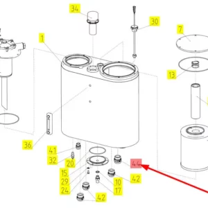 Oryginalna złączka hydrauliczna o numerze katalogowym 101171743, stosowana w kombajnach zbożowych marki Rostselmash schemat