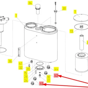 Oryginalna złączka hydrauliczna o numerze katalogowym 101171748, stosowana w kombajnach zbożowych marki Rostselmash schemat