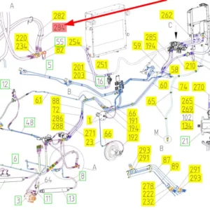Oryginalny przewód hydrauliczny wysokociśnieniowy o numerze katalogowym 101172536, stosowany w kombajnach zbożowych marki Rostselmash schemat.