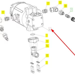 Oryginalny silnik hydrauliczny o numerze katalogowym 101176793, stosowany w kombajnach zbożowych marki Rostselmash schemat.