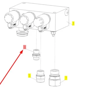 Oryginalna złączka hydrauliczna o numerze katalogowym 101182141, stosowana w kombajnach zbożowych marki Rostselmash. schemat