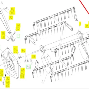 Oryginalne mocowanie wału nagarniacza hederu o numerze katalogowym 101186469, stosowane w hederach kombajnów zbożowych marki Rostselmash. schemat