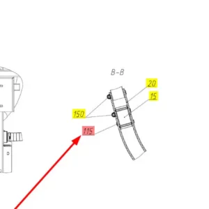 Oryginalne jarzmo o numerze katalogowym 101193068, stosowane w kombajnach zbożowych marki Rostselmash. schemat
