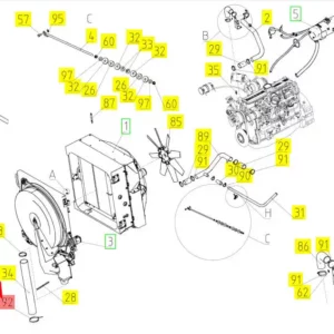 Oryginalna opaska zaciskowa o numerze katalogowym 101196721, stosowana w kombajnach zbożowych marki Rostselmash schemat